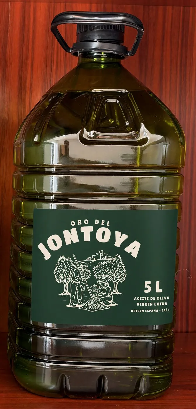Garrafa de 5 L de Oro del Jontoya con la etiqueta verde