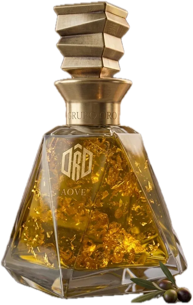 Botella de OroAove Arbequina con pan de oro de 24 quilates