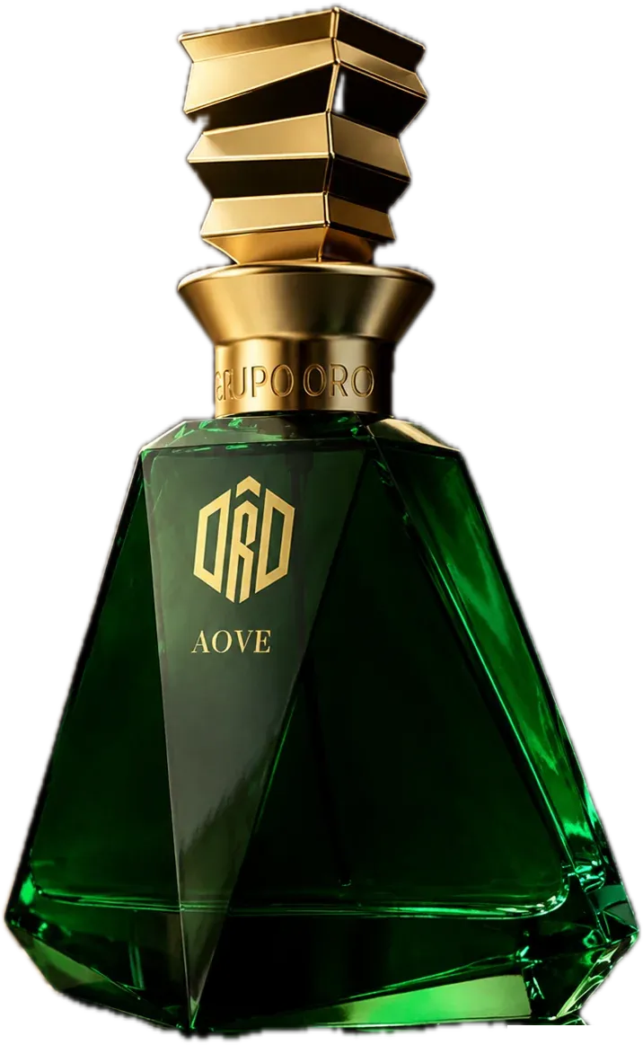 Botella de OroAove Picual en cristal esmeralda con tapón dorado